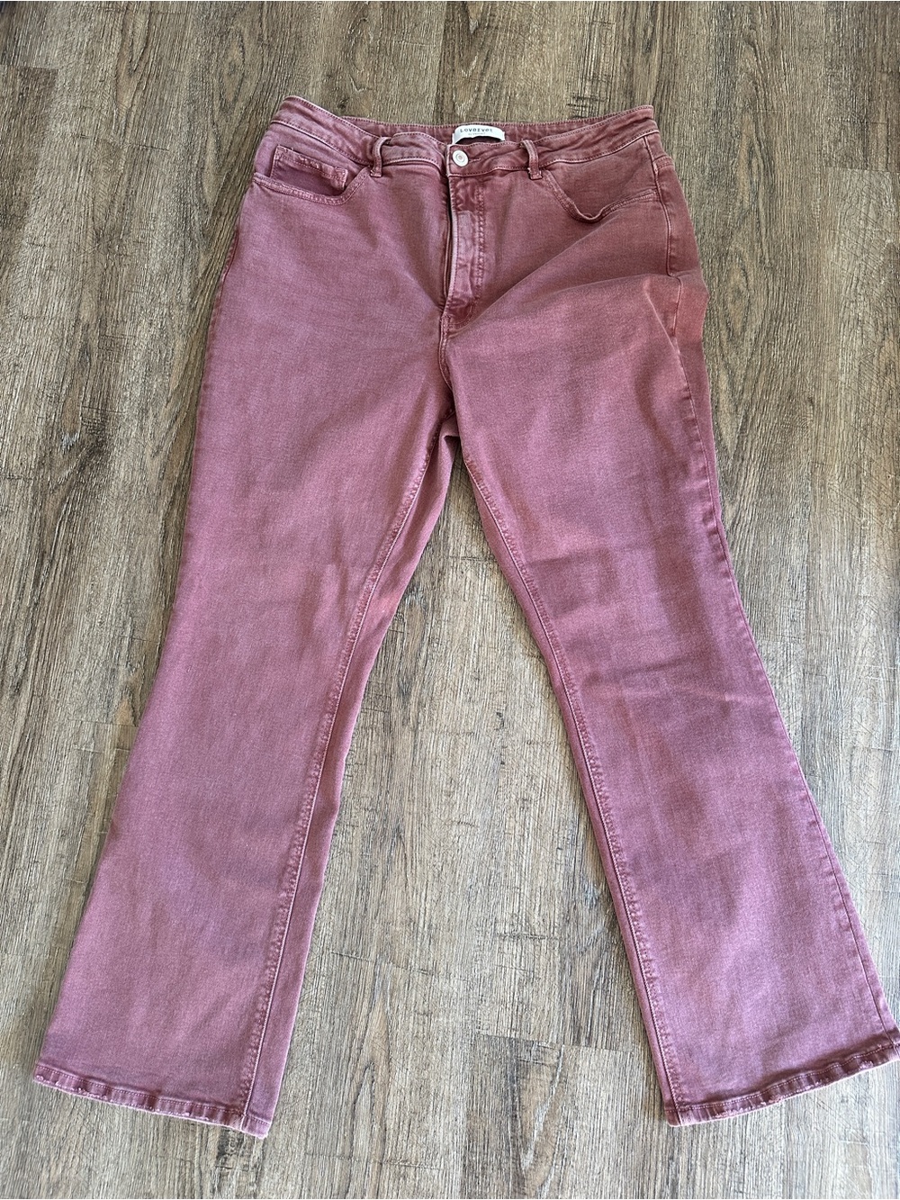 LOVERVET by Vervet Mineral Red Mauve High Rise Raw Hem Wide Leg Jeans Plus 22W